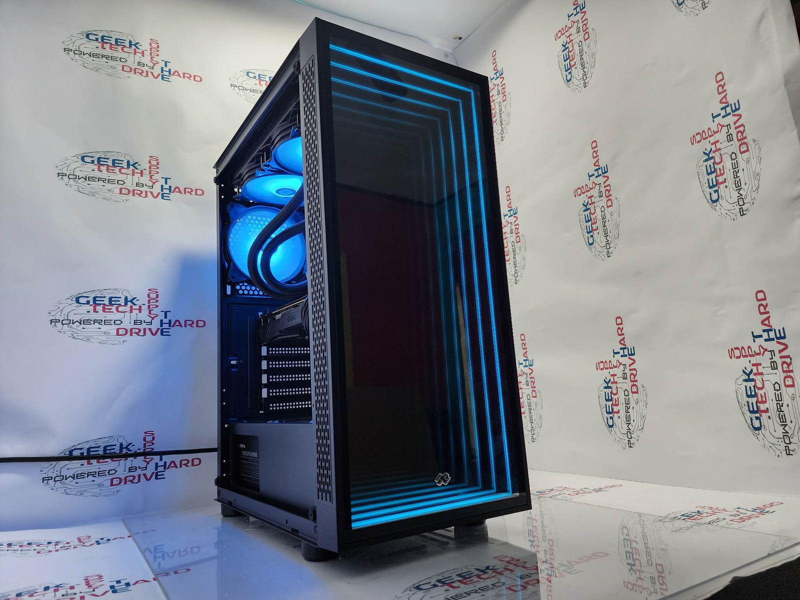 Pinnacle Gaming PC Desktop i5 NVIDIA RTX 3060 Ti SSD 1TB 2TB 16GB 32GB 64GB RGB WiFi Water Black Optillusion H7 - Geek Tech