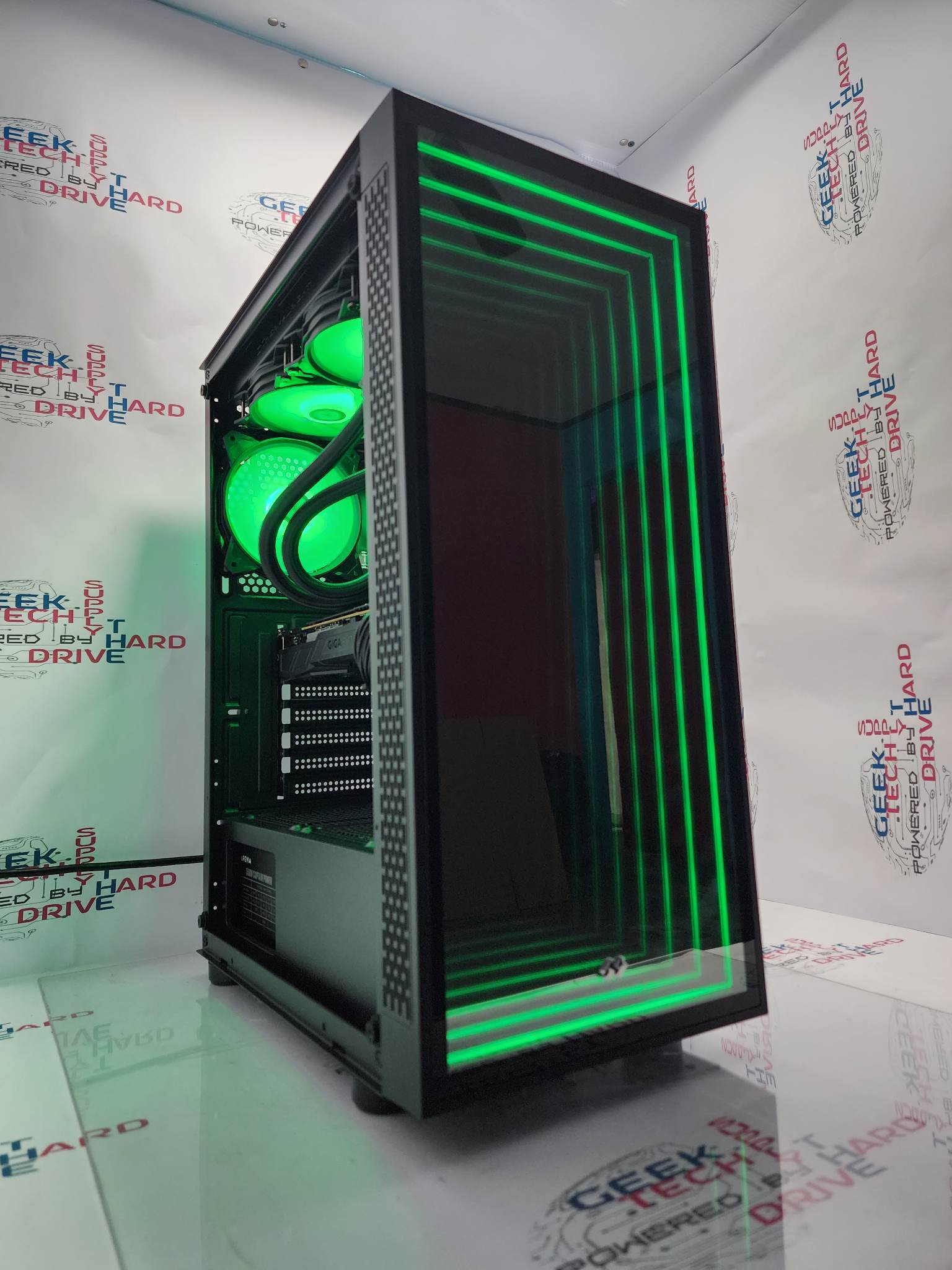 Pinnacle Gaming PC Desktop i5 NVIDIA RTX 3060 Ti SSD 1TB 2TB 16GB 32GB 64GB RGB WiFi Water Black Optillusion H7 - Geek Tech