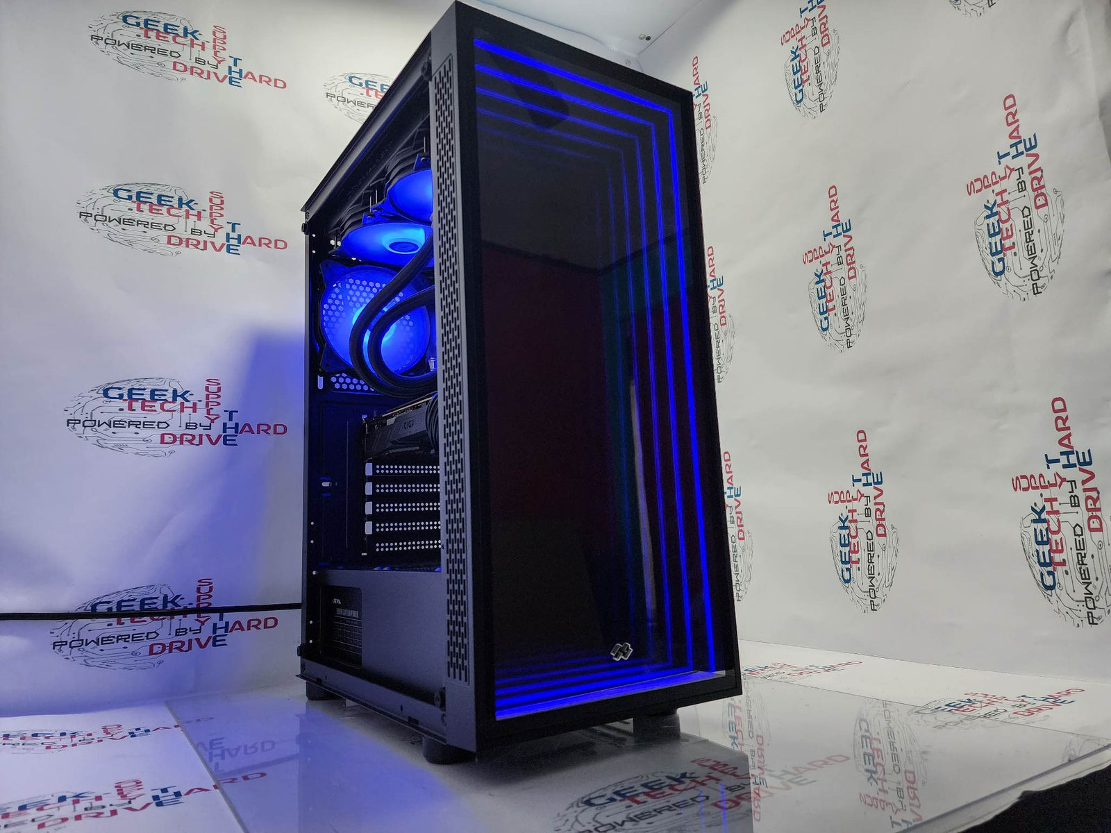 Pinnacle Gaming PC Desktop i5 NVIDIA RTX 3060 Ti SSD 1TB 2TB 16GB 32GB 64GB RGB WiFi Water Black Optillusion H7 - Geek Tech