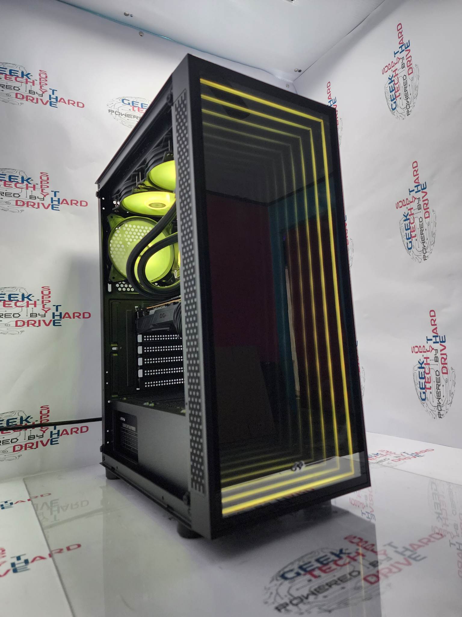 Pinnacle Gaming PC Desktop i5 NVIDIA RTX 3060 Ti SSD 1TB 2TB 16GB 32GB 64GB RGB WiFi Water Black Optillusion H7 - Geek Tech