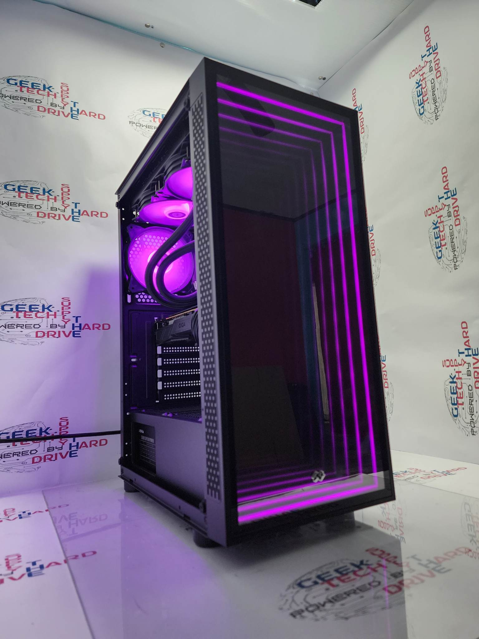 Pinnacle Gaming PC Desktop i5 NVIDIA RTX 3060 Ti SSD 1TB 2TB 16GB 32GB 64GB RGB WiFi Water Black Optillusion H7 - Geek Tech