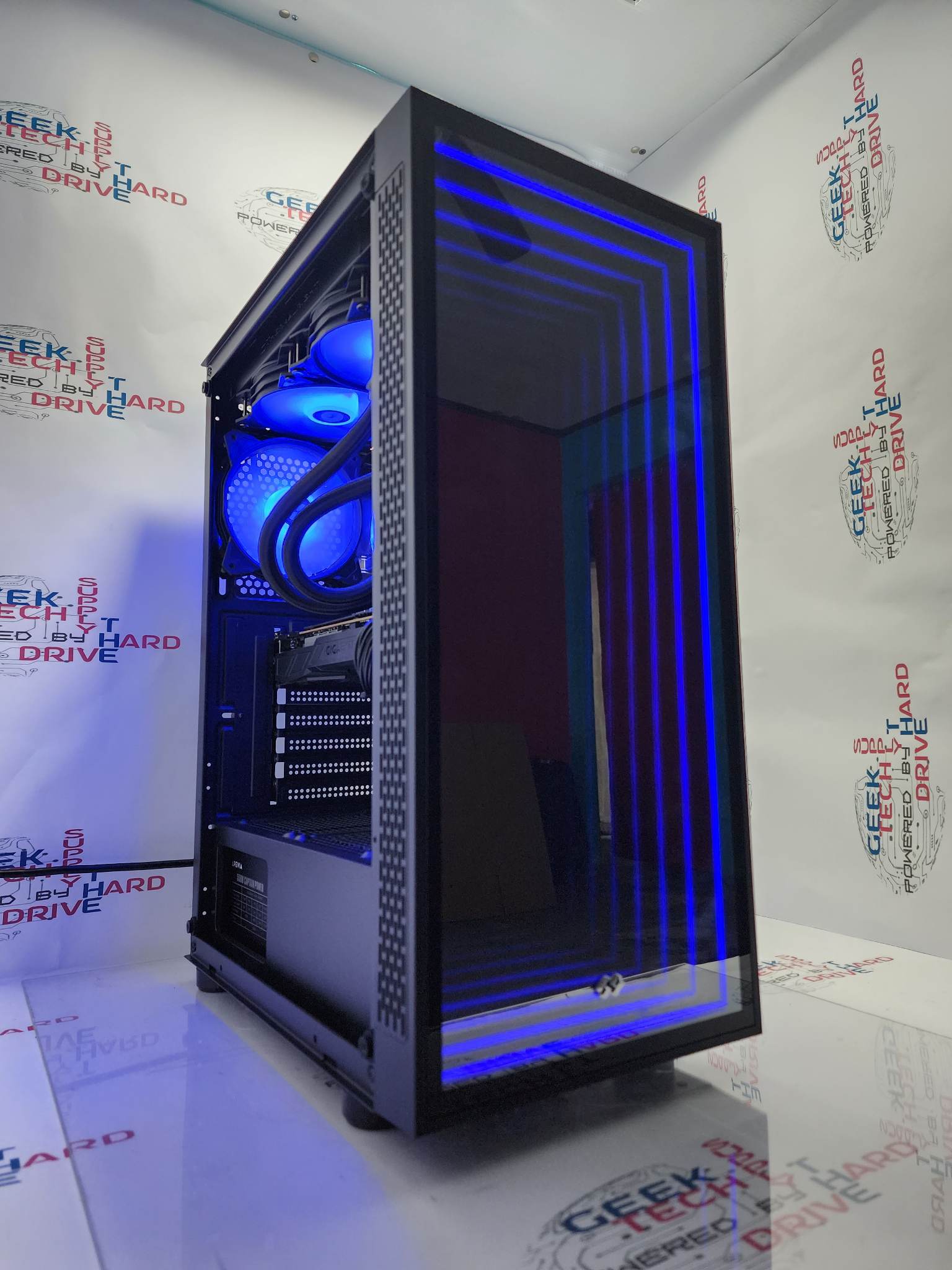 Pinnacle Gaming PC Desktop i5 NVIDIA RTX 3060 Ti SSD 1TB 2TB 16GB 32GB 64GB RGB WiFi Water Black Optillusion H7 - Geek Tech
