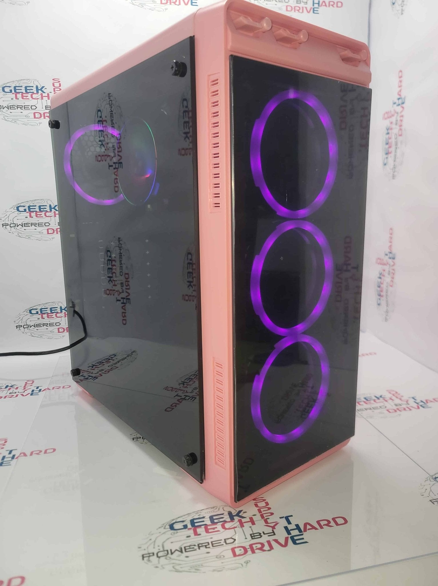 PRO Gaming Custom Desktop PC Computer i5 6-Core SSD 500GB 1TB 2TB RTX 3070 3080 Ti 16GB 32GB WiFi Aura Pink H6 - Geek Tech