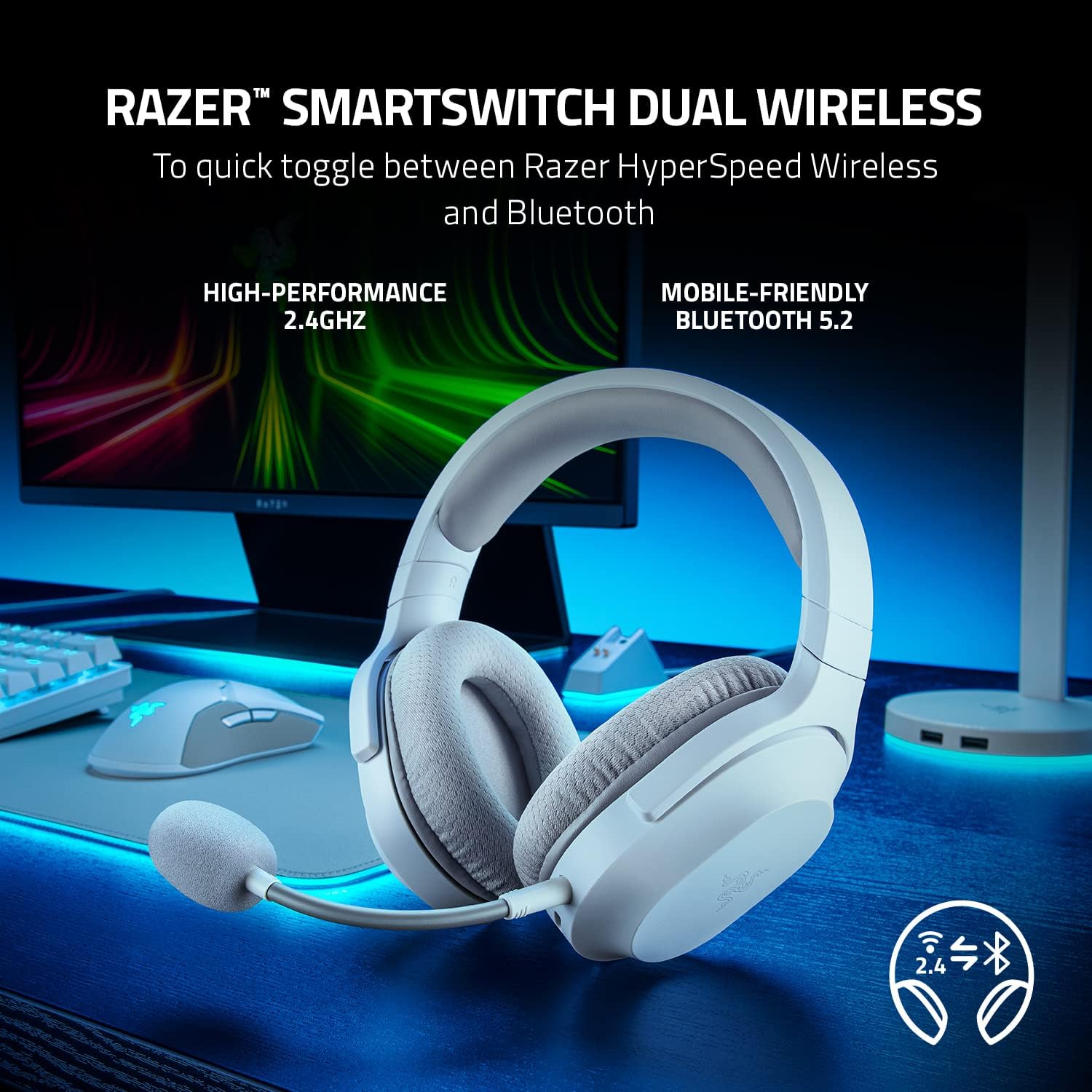 Razer Barracuda X Wireless Gaming & Mobile Headset - White - Geek Tech