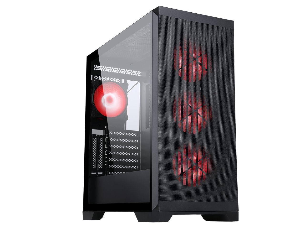 SAMA IDX8-ARGB-BK Black Dual USB3.0 Steel/ Tempered Glass ATX Mid Tower Gaming Computer Case w/ 4 x ARGB LED Fans (3 x120mm x Front l, 1 x120mm x Rear)Pre-Installed - Geek Tech