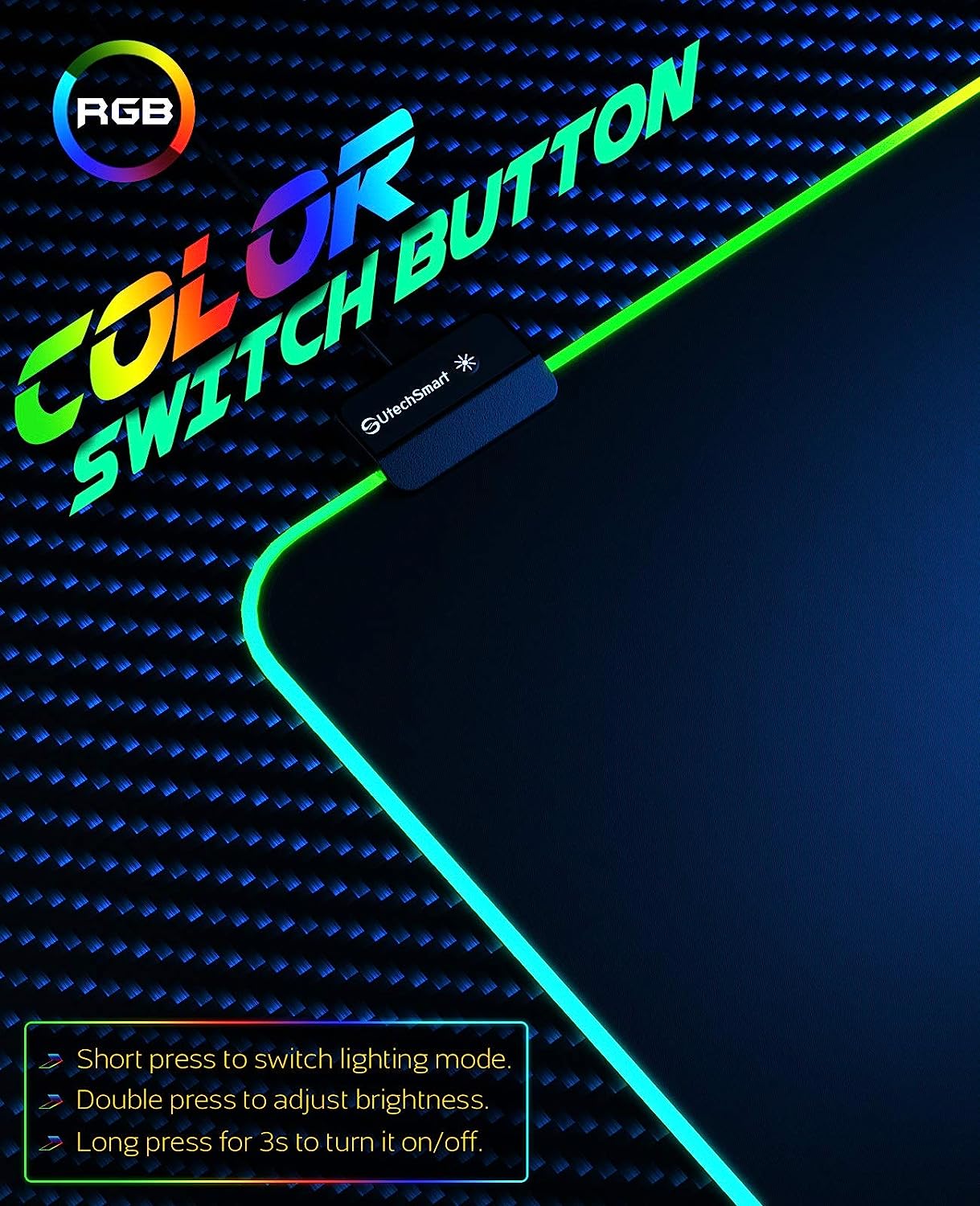 uTechSmart Gaming Mouse Pad RGB Full Length Large Black - Geek Tech