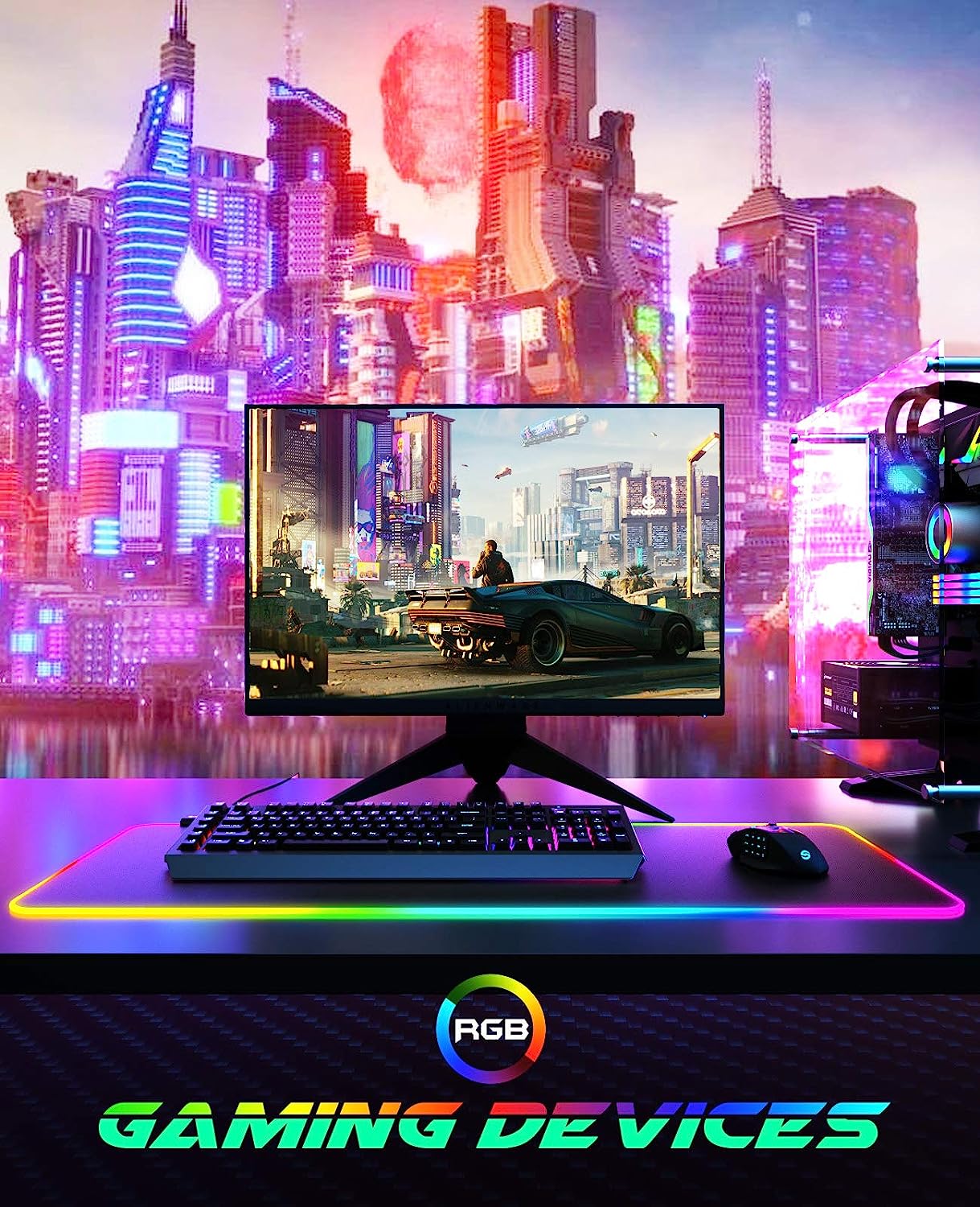 uTechSmart Gaming Mouse Pad RGB Full Length Large Black - Geek Tech