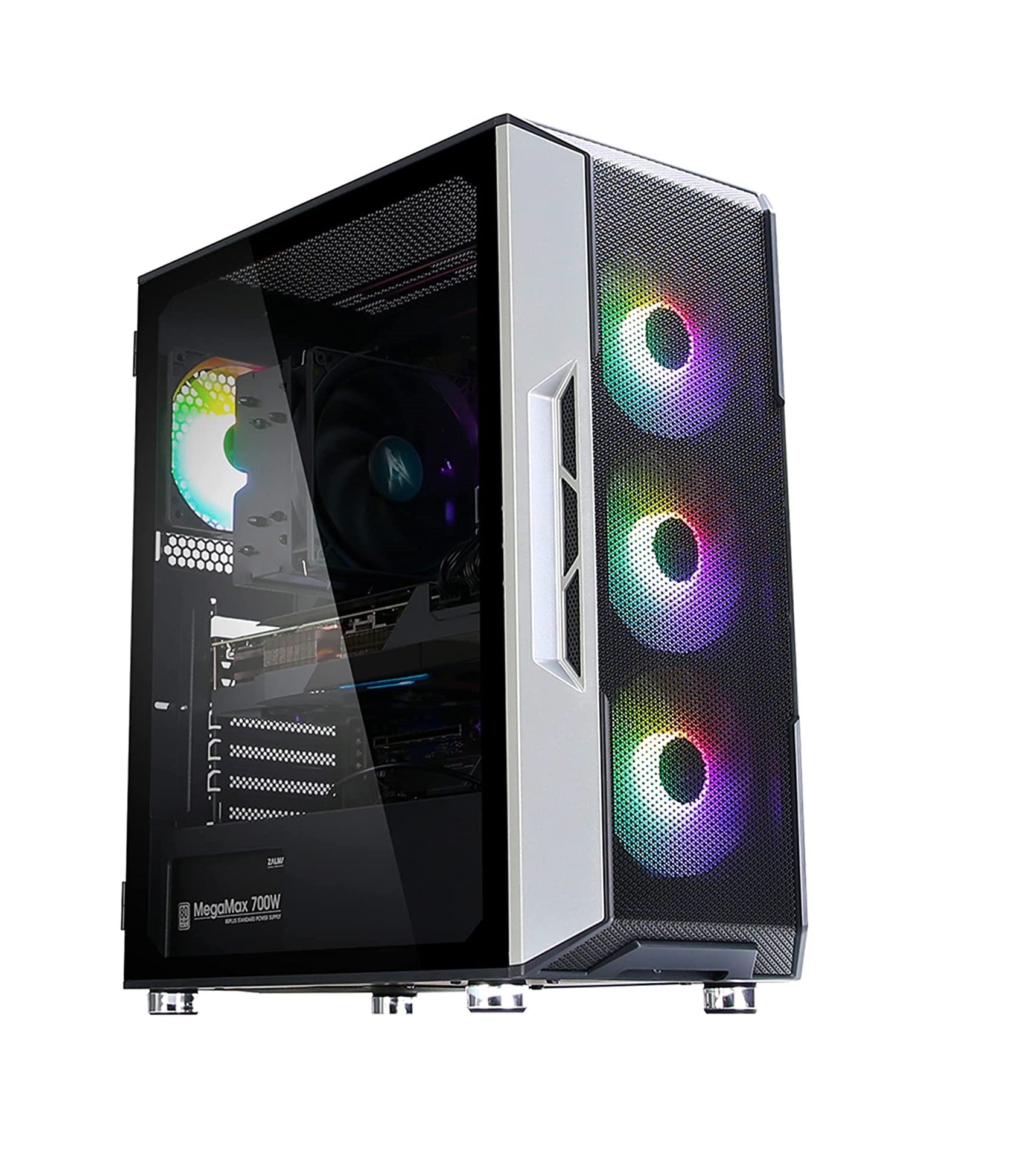 Zalman I3 NEO ATX Computer Case Mesh Front Panel, Magnetic Swing-Open Tempered Glass Side Panel, 4X RGB 120mm Fans Pre-Installed - Geek Tech