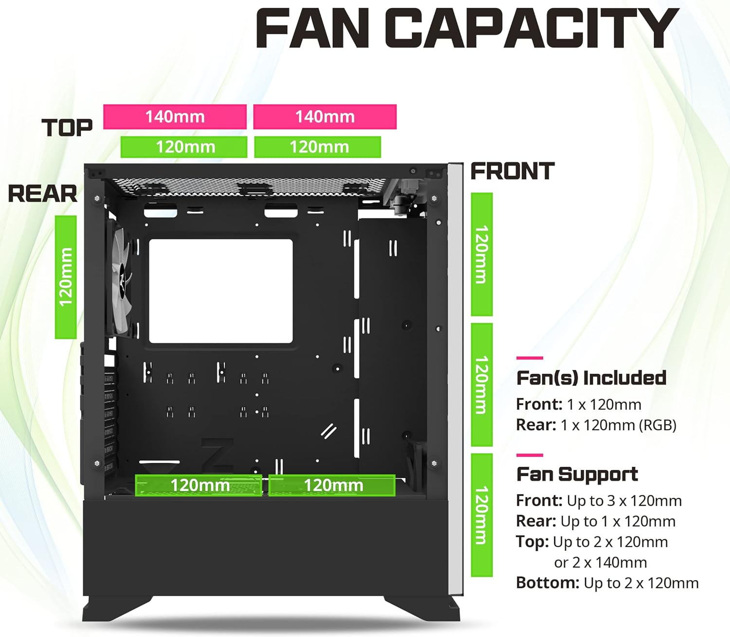 Zalman S5 ATX Mid-Tower Gaming PC Case - Black - Geek Tech