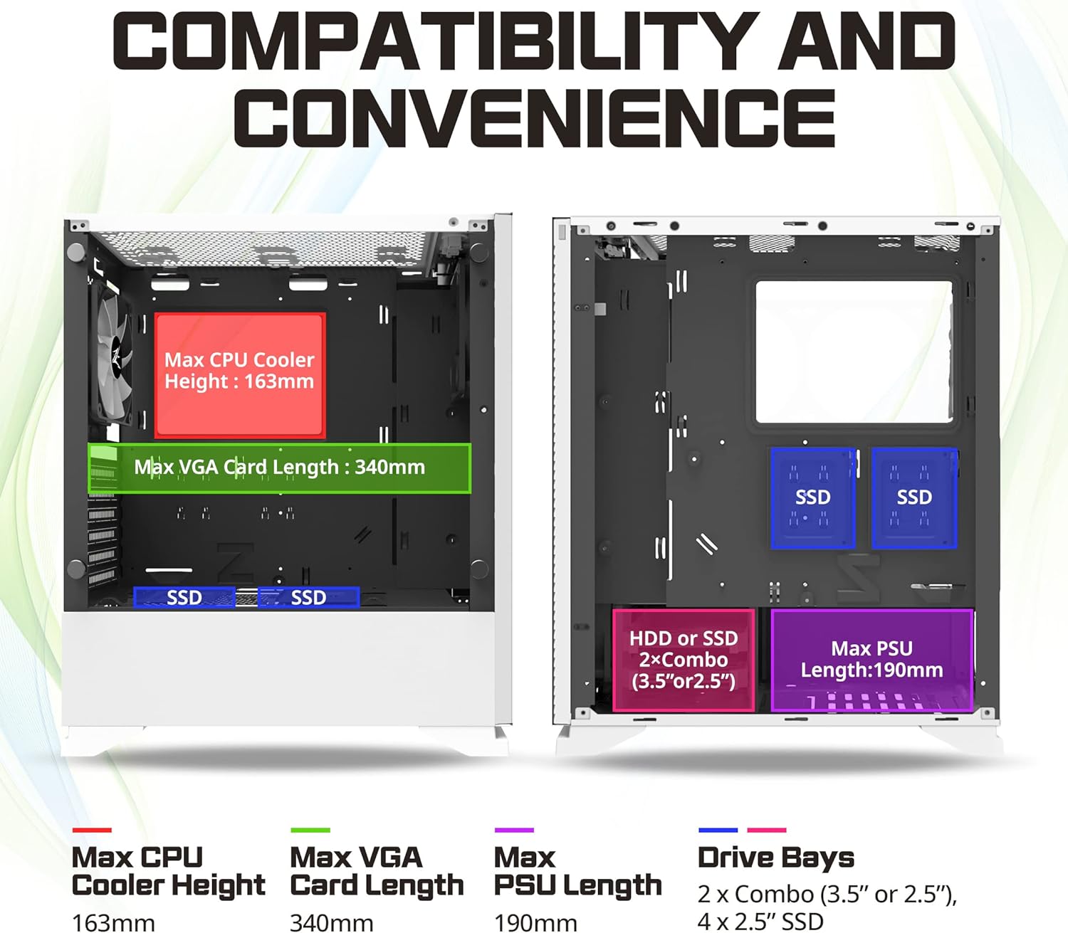 Zalman S5 ATX Mid-Tower Gaming PC Case - White - Geek Tech